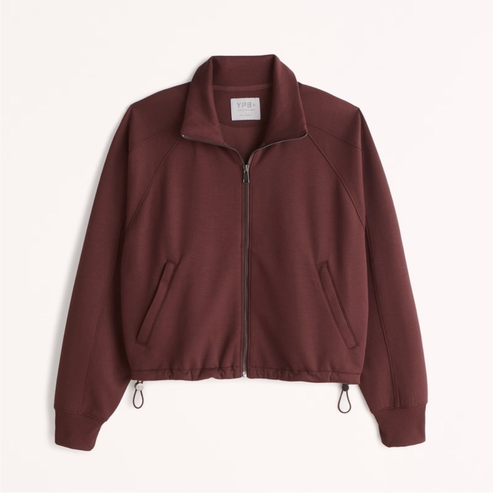 Abercrombie & Fitch YPB Neoknit Full-Zip Brown Jacket size L athleisure workout
